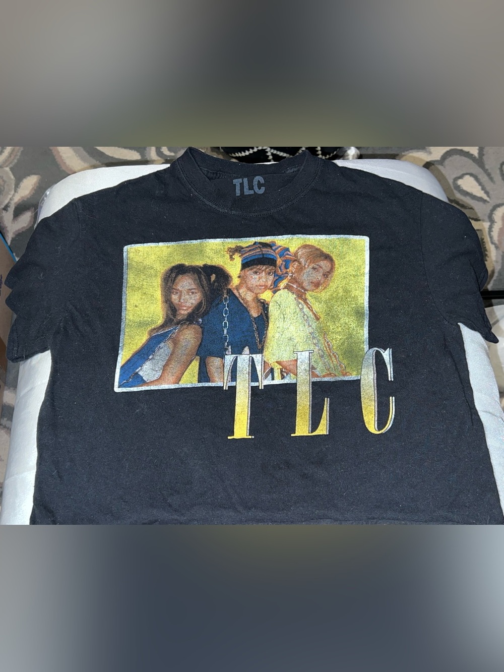 TLC CrazySexyCool Graphic Crop T-Shirt Black Size Small